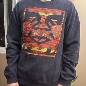 Navy obey face graphic pullover